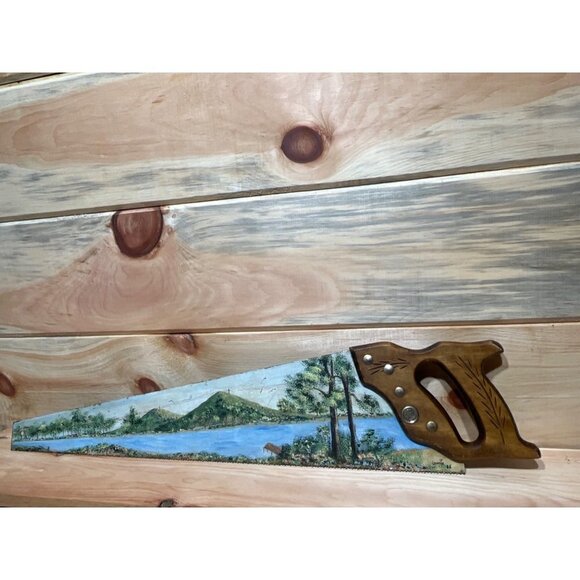 Vintage Vermont-America hand painted handsaw. signed by artist. - Picture 2 of 7